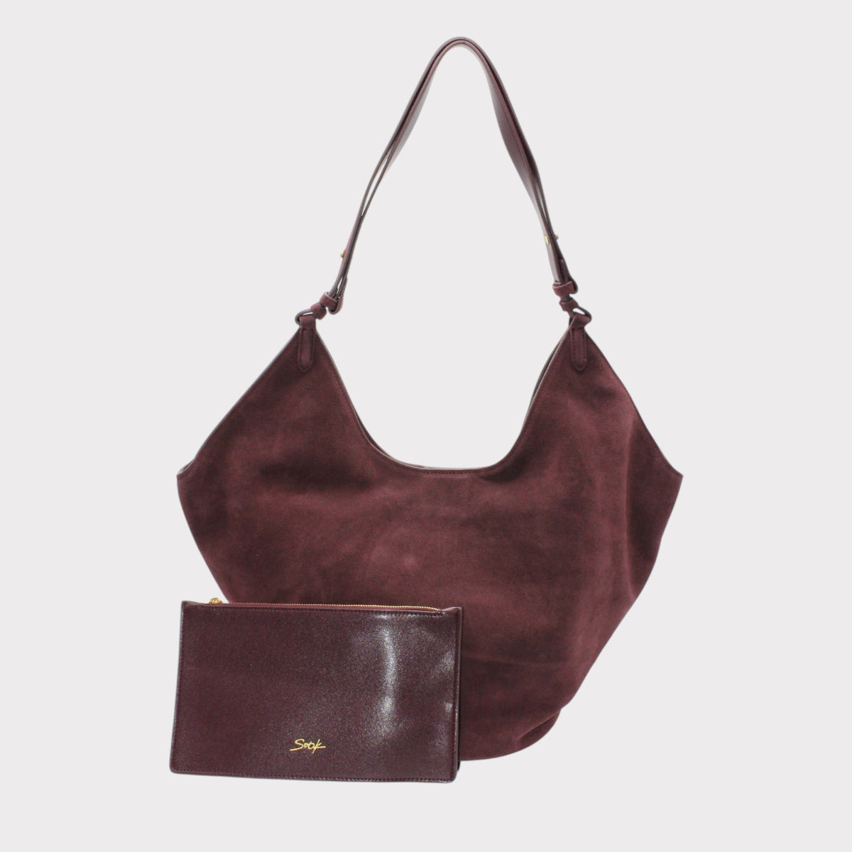 Borsa tote Elsa in camoscio rosso vino con portafoglio coordinato