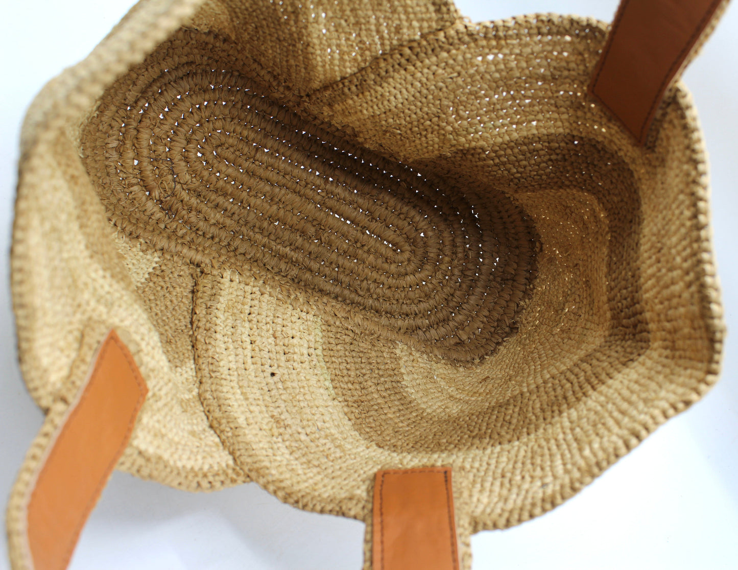 Yasmin - Handmade Natural Raffia Tulip Tote Bag Khaki Color