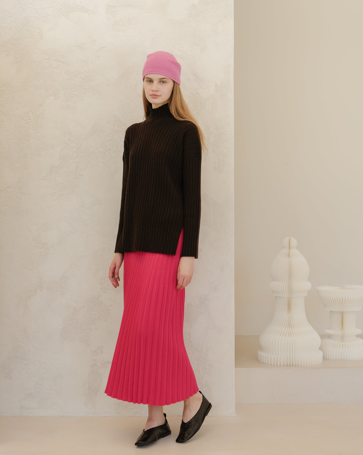 Cashmere Mix Pleated Skirt (3D-Knit)