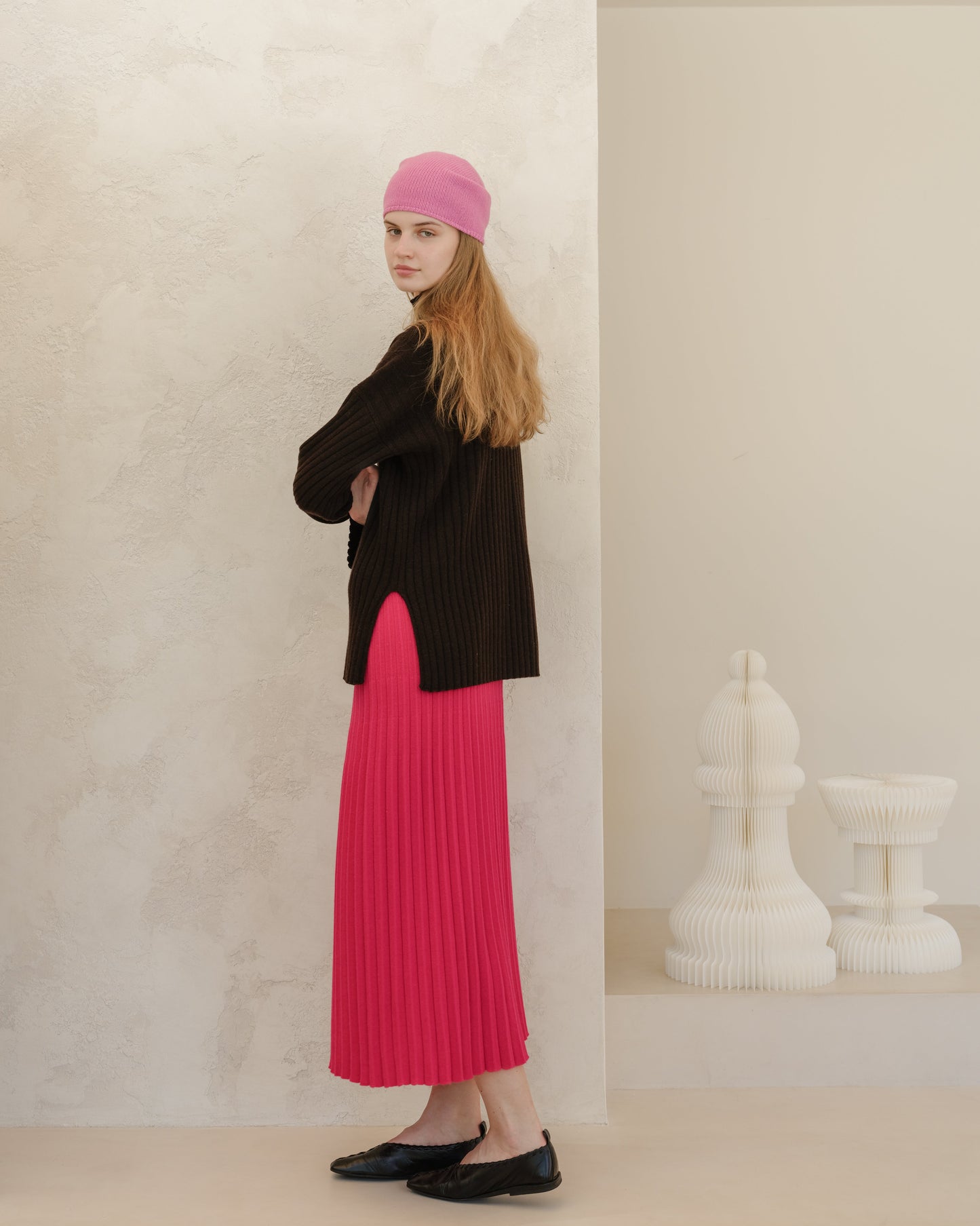 Cashmere Mix Pleated Skirt (3D-Knit)