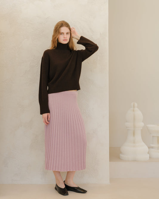 Cashmere Mix Pleated Skirt (3D-Knit)