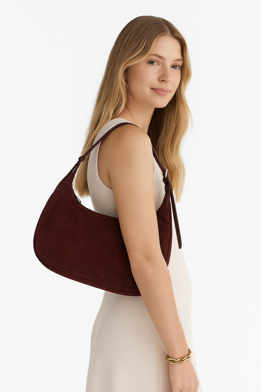 Montepulciano – Italian Suede Leather Hobo Bag – Bordeaux