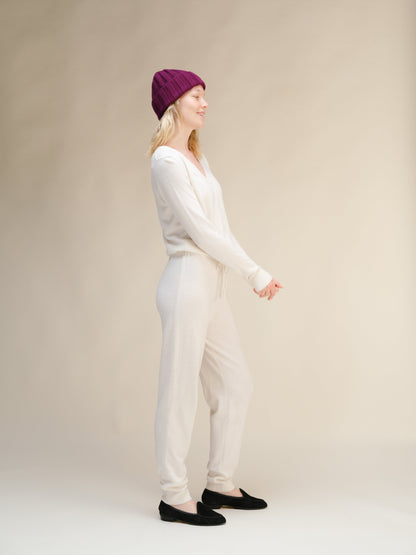 Cashmere Blend Wide Ribbed Beanie