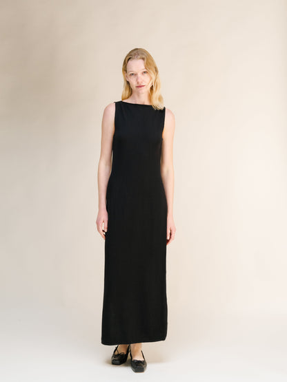 Cashmere Blend Boat Neck Sleeveless Dress (3D-Knit)