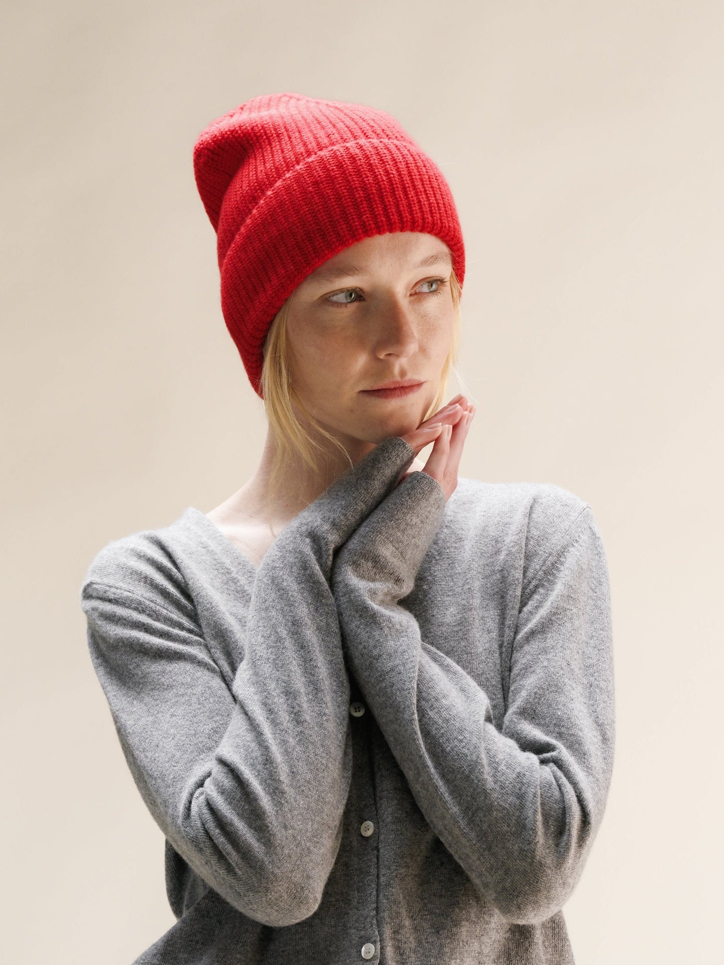 Cashmere Blend Ribbed Beanie