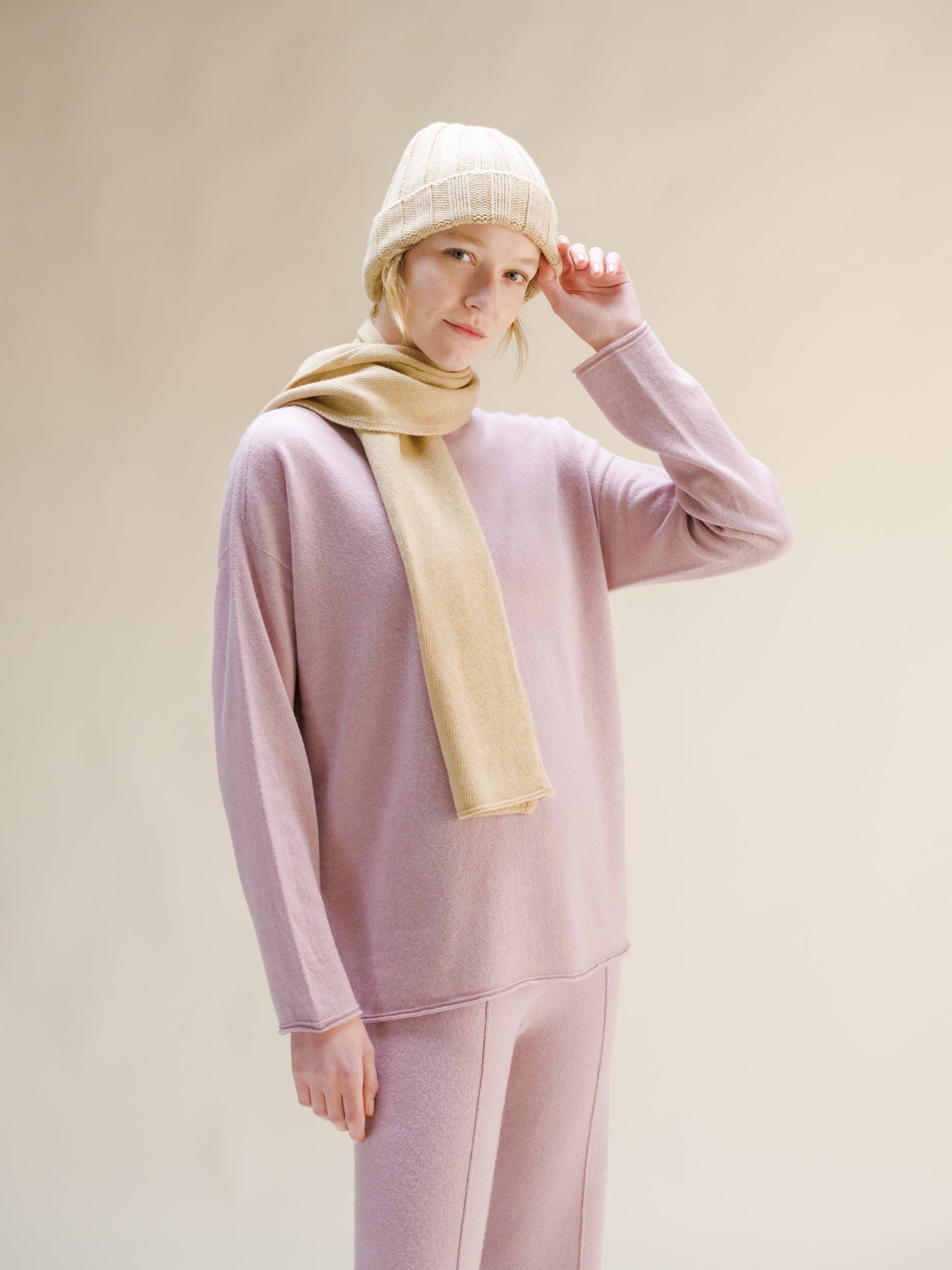Cashmere Blend Wide Ribbed Beanie