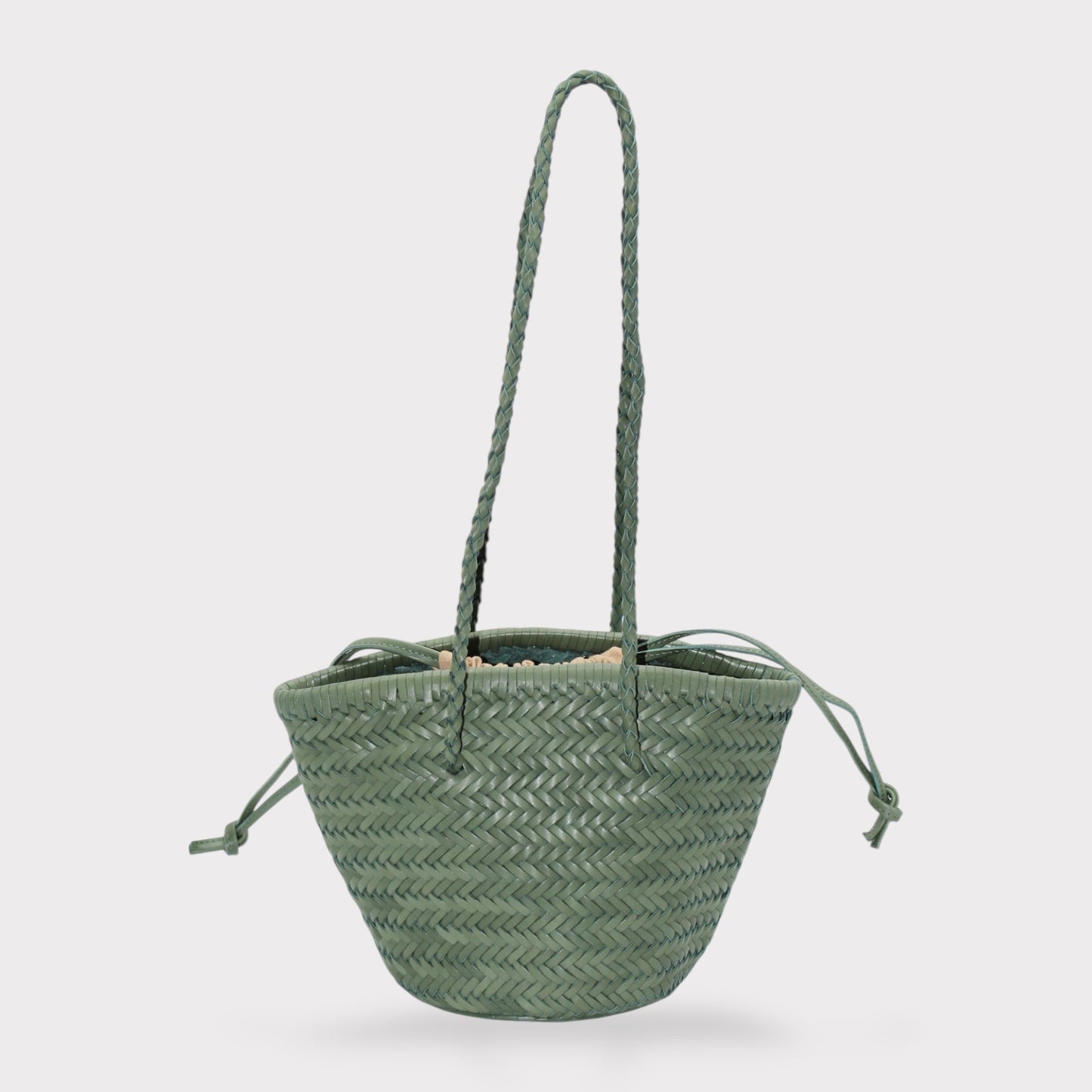 Carmel - Hand Woven Full-Grain Leather Bucket Bag Rosemary