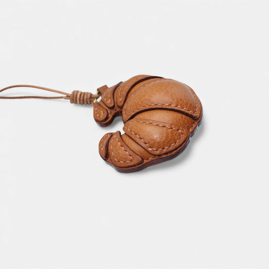 Croissant Bag Charm - Handmade Full-Grain Leather