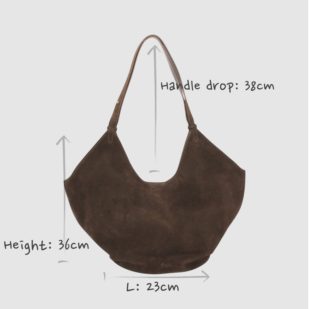 Borsa tote Elsa in camoscio marrone scuro con tracolla lunga