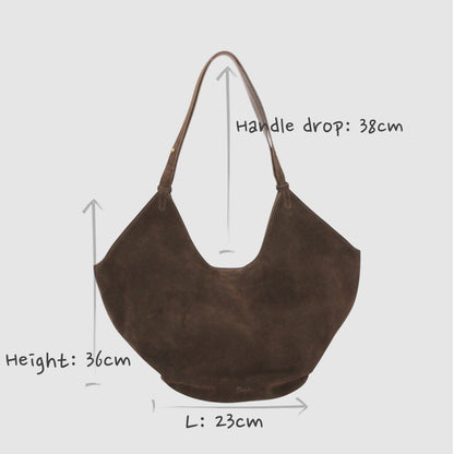 Borsa tote Elsa in camoscio marrone scuro con tracolla lunga