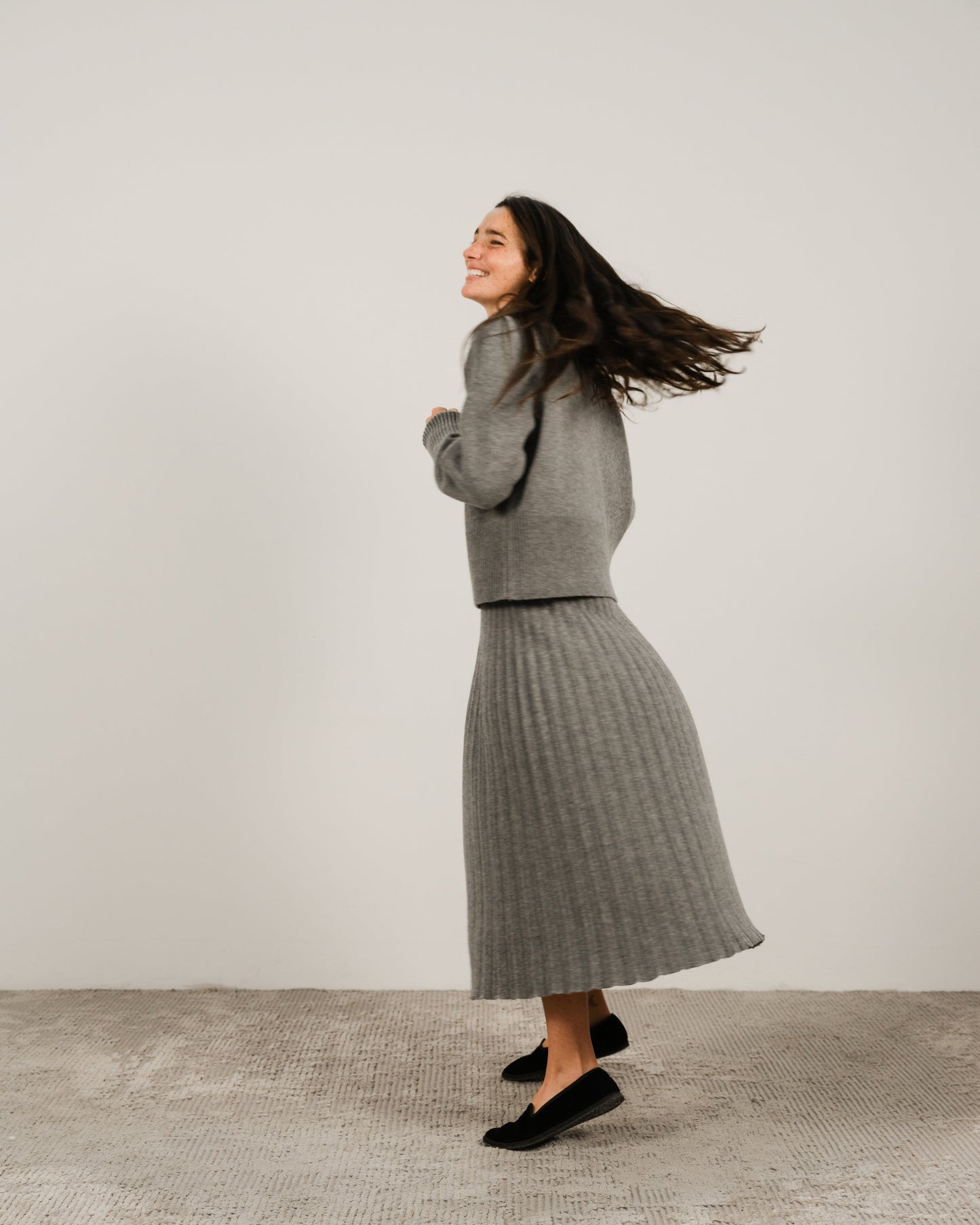 Cashmere Mix Pleated Skirt (3D-Knit)