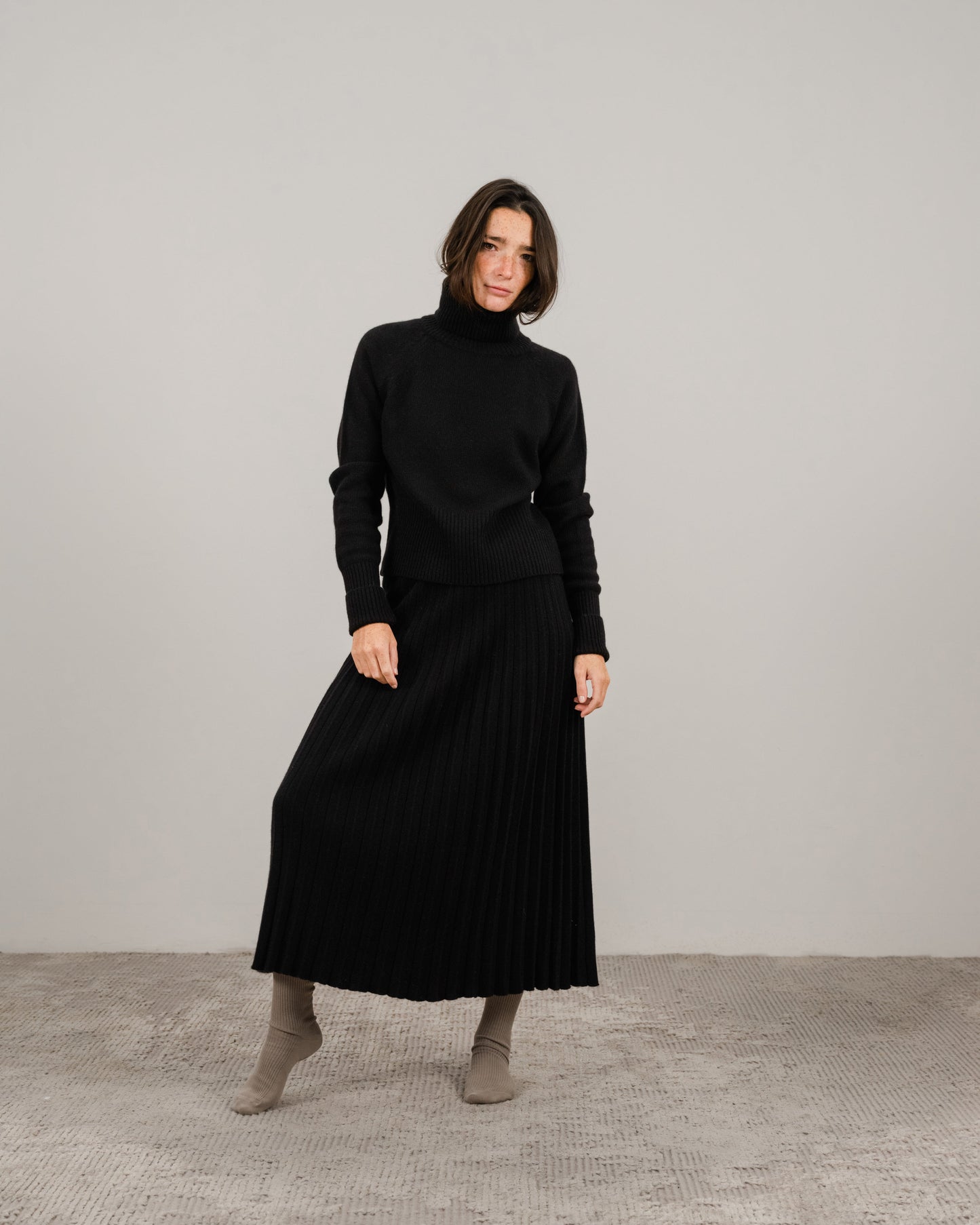 Cashmere Mix Pleated Skirt (3D-Knit)