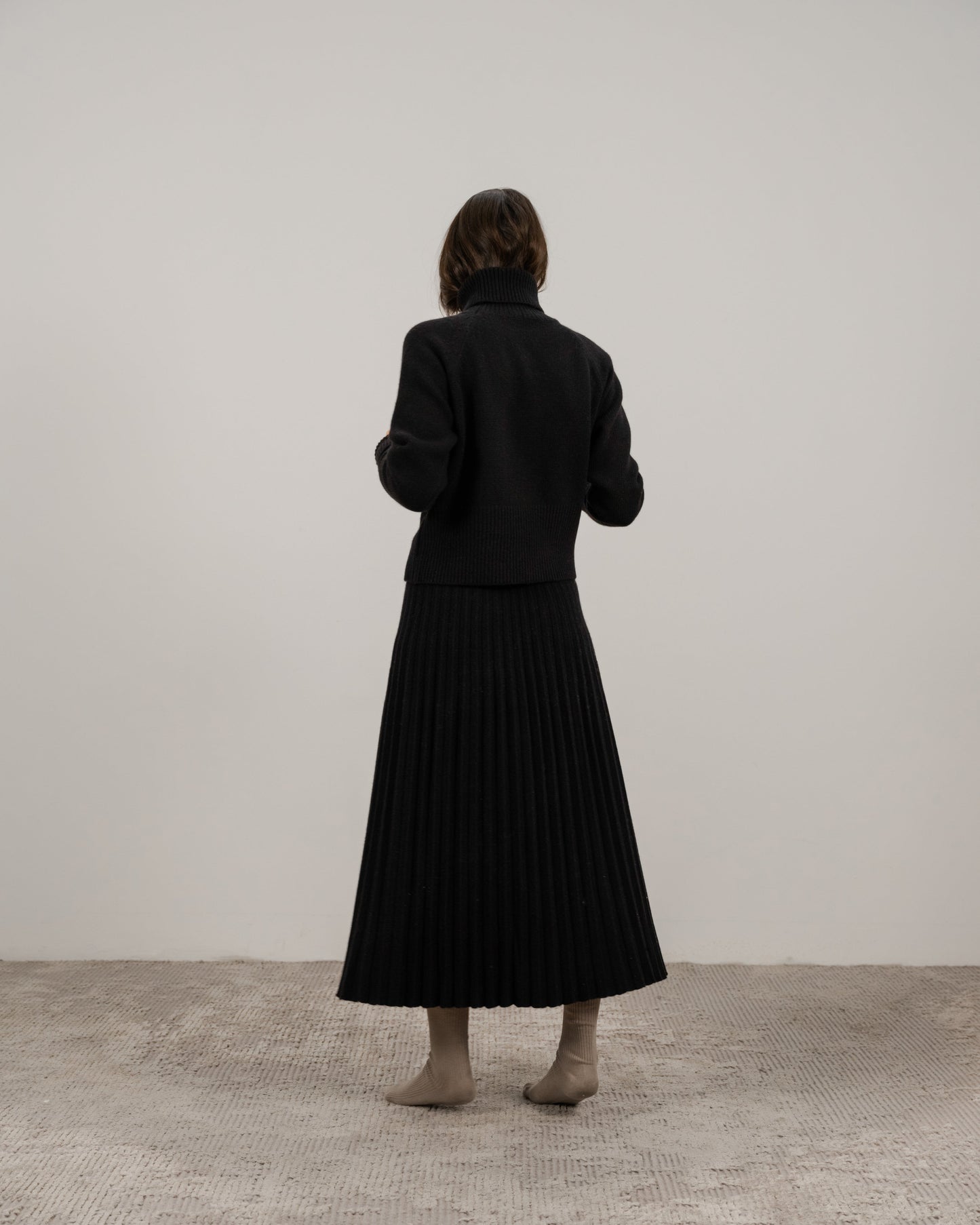 Cashmere Mix Pleated Skirt (3D-Knit)