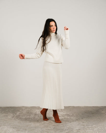Cashmere Mix Pleated Skirt (3D-Knit)