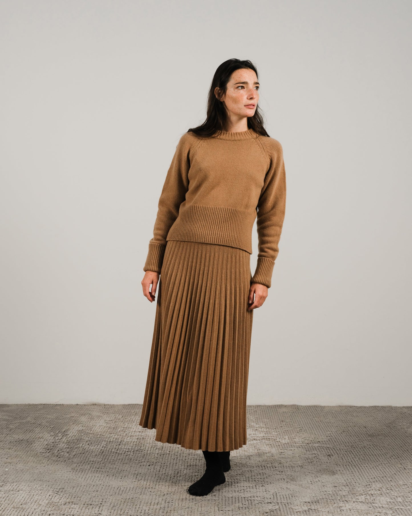 Cashmere Mix Pleated Skirt (3D-Knit)