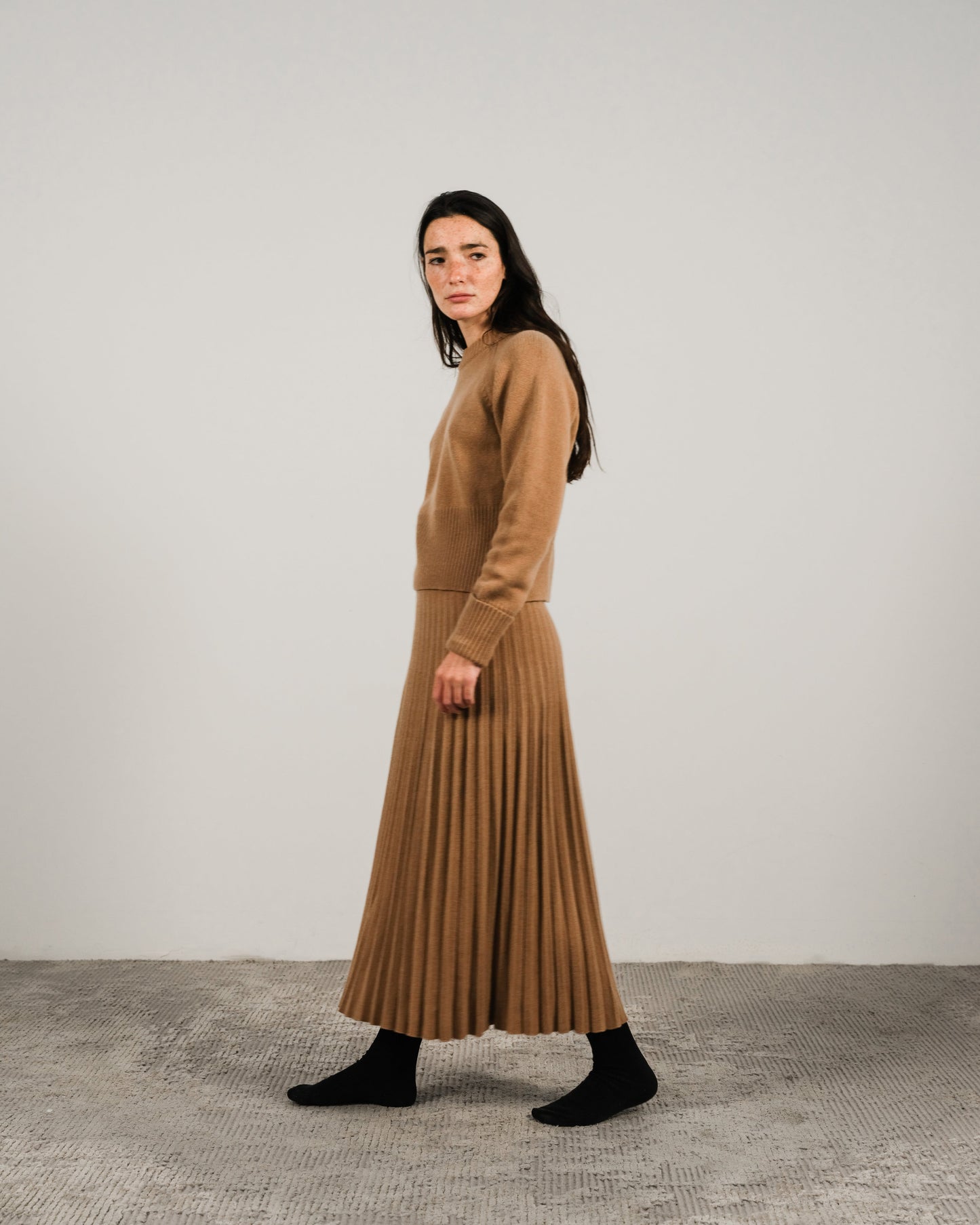 Cashmere Mix Pleated Skirt (3D-Knit)