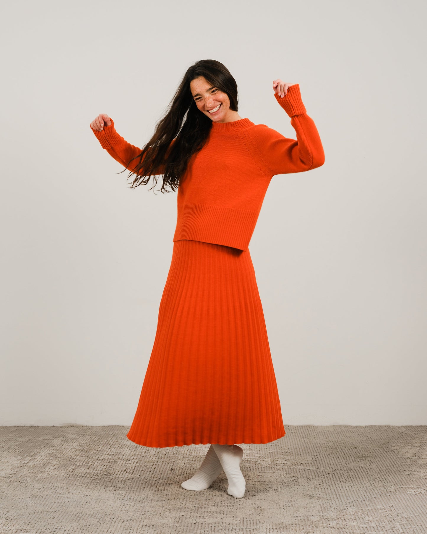 Cashmere Mix Pleated Skirt (3D-Knit)