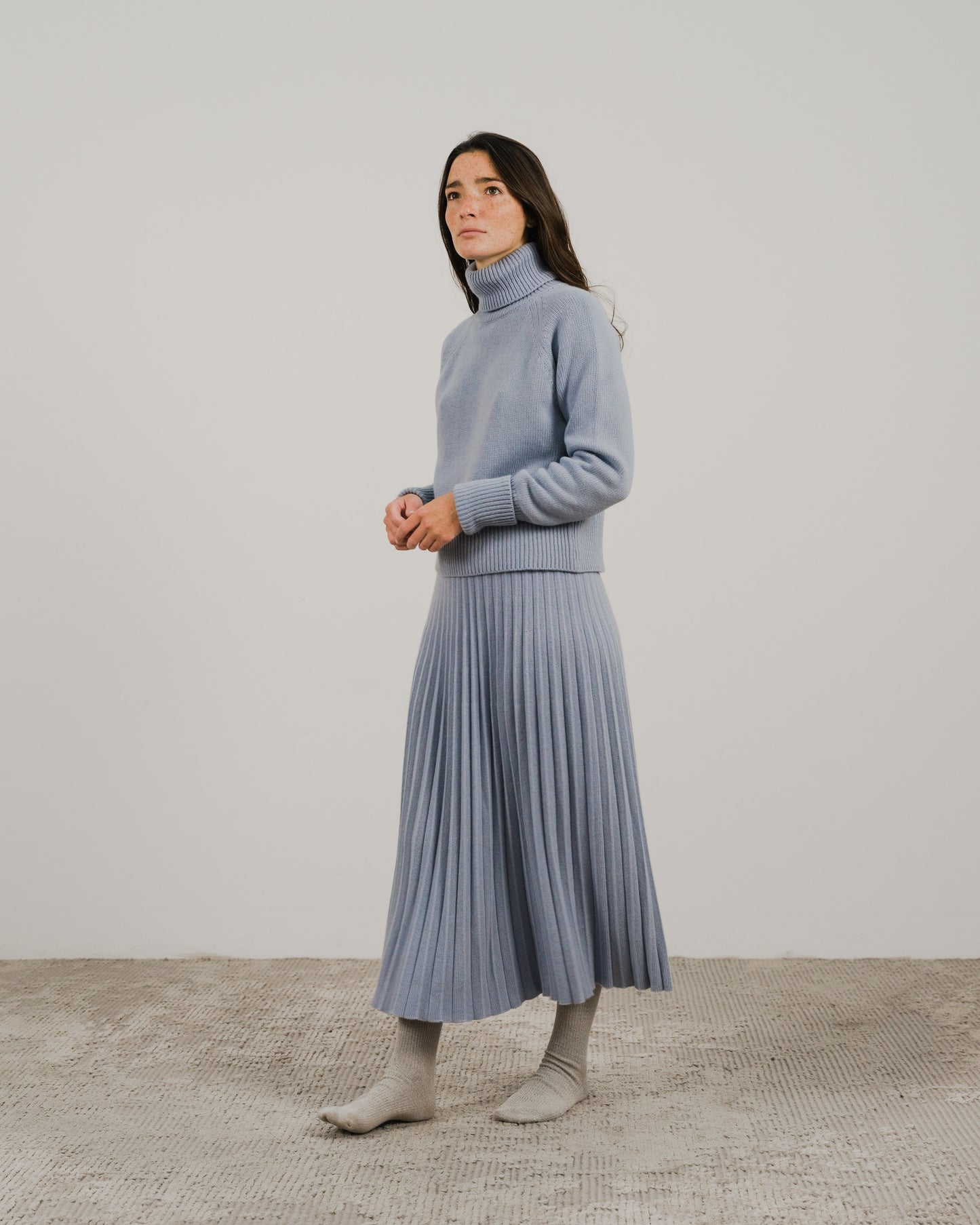 Cashmere Mix Pleated Skirt (3D-Knit)