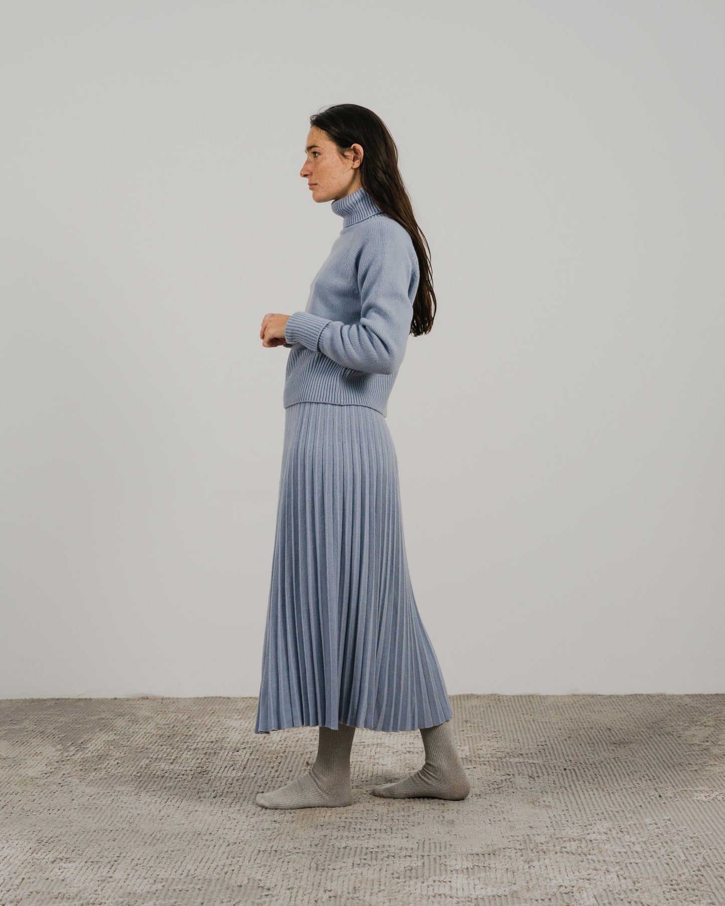 Cashmere Mix Pleated Skirt (3D-Knit)