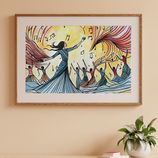 A Symphony of Dance | Pen and Ink Watercolor Painting - Premium Artwork - Shop now at San Rocco Italia