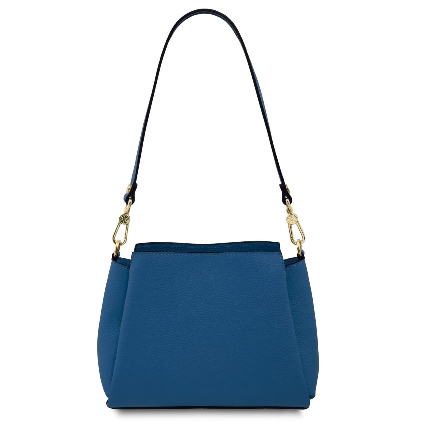 Blue Abby leather shoulder bag with adjustable strap and gold-tone hardware