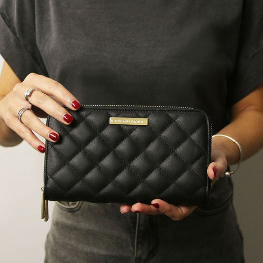 Leather wallets for women Ada - Double zip around soft quilted leather wallet | TL142349 San Rocco Italia