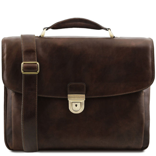 Alessandria - Leather multi compartment TL SMART laptop briefcase | TL142440 - Premium Leather briefcases - Shop now at San Rocco Italia