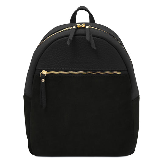 Leather backpacks for women Black Arco - Suede and pebbled leather backpack | TL142509 San Rocco Italia