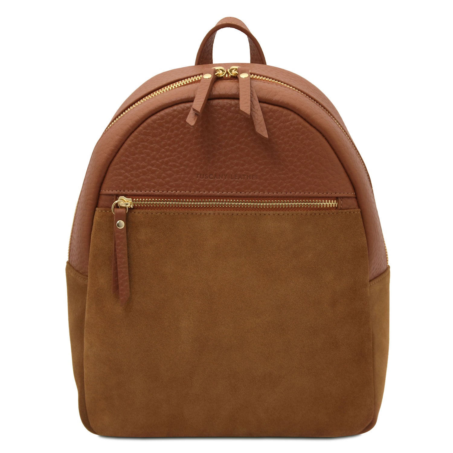 Leather backpacks for women Cognac Arco - Suede and pebbled leather backpack | TL142509 San Rocco Italia