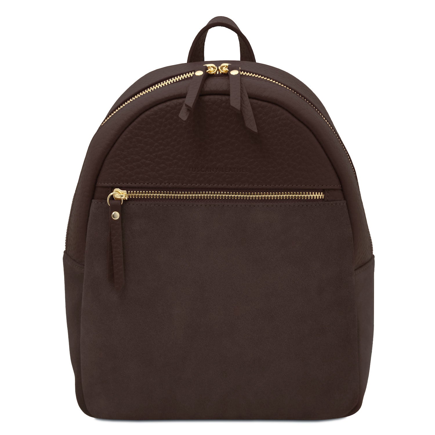 Leather backpacks for women Dark Brown Arco - Suede and pebbled leather backpack | TL142509 San Rocco Italia