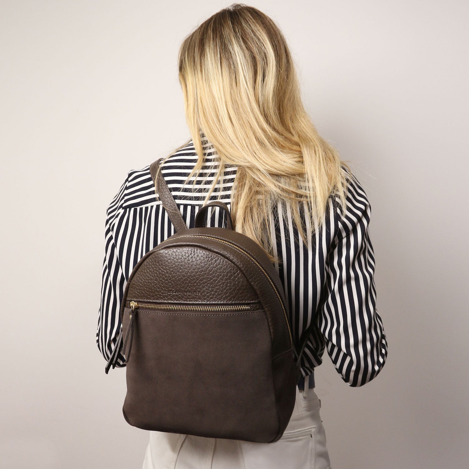 Leather backpacks for women Arco - Suede and pebbled leather backpack | TL142509 San Rocco Italia