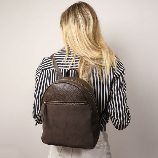 Leather backpacks for women Arco - Suede and pebbled leather backpack | TL142509 San Rocco Italia