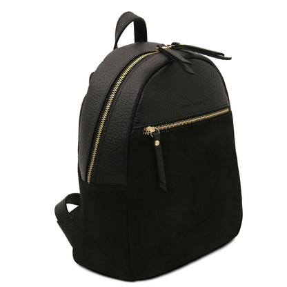 Leather backpacks for women Arco - Suede and pebbled leather backpack | TL142509 San Rocco Italia