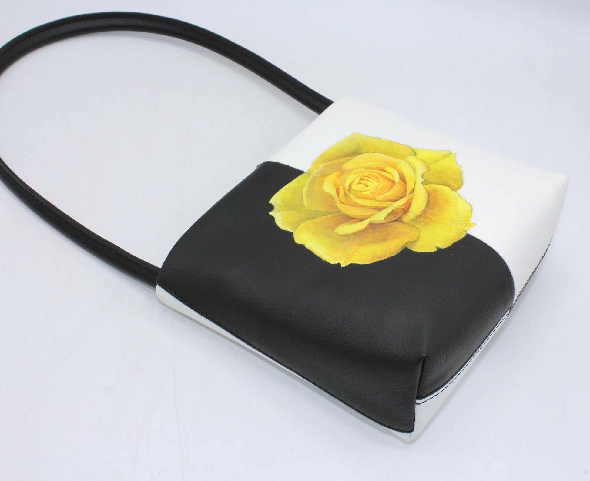 Handbag & Wallet Accessories Aria - Sustainable Apple Skin Leather Hand Painted Yellow Rose Bag San Rocco Italia