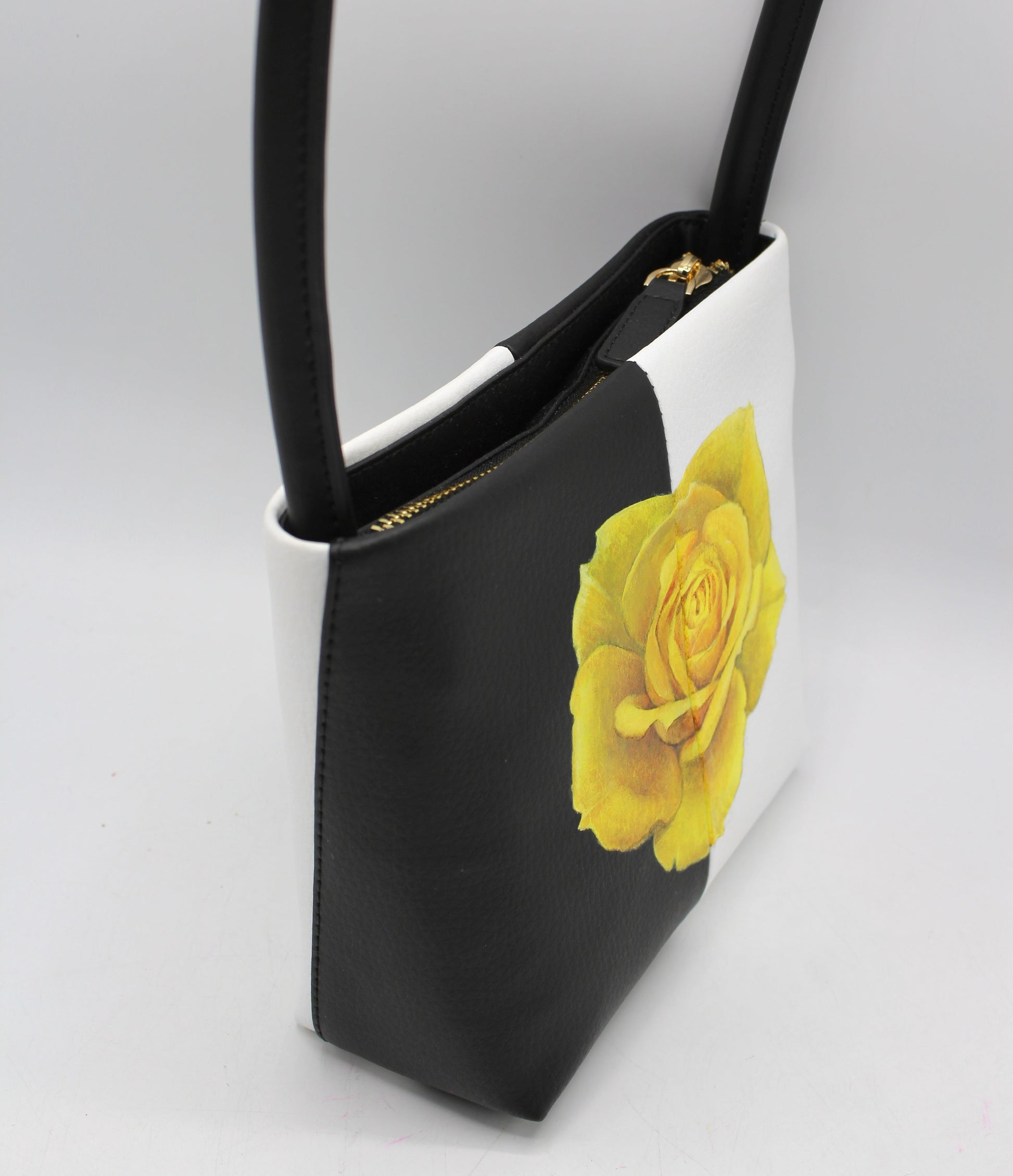 Handbag & Wallet Accessories Aria - Sustainable Apple Skin Leather Hand Painted Yellow Rose Bag San Rocco Italia