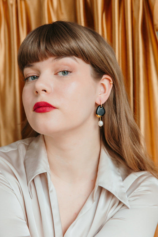 Earrings Arp Pearl And Porcelain Earrings - Dark Green San Rocco Italia