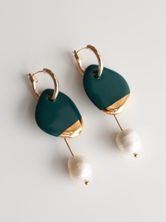 Arp Pearl And Porcelain Earrings - Dark Green - Premium  - Shop now at San Rocco Italia