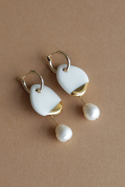 Arp Pearl And Porcelain Earrings - White - Premium  - Shop now at San Rocco Italia