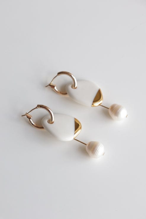 Earrings Arp Pearl And Porcelain Earrings - White San Rocco Italia