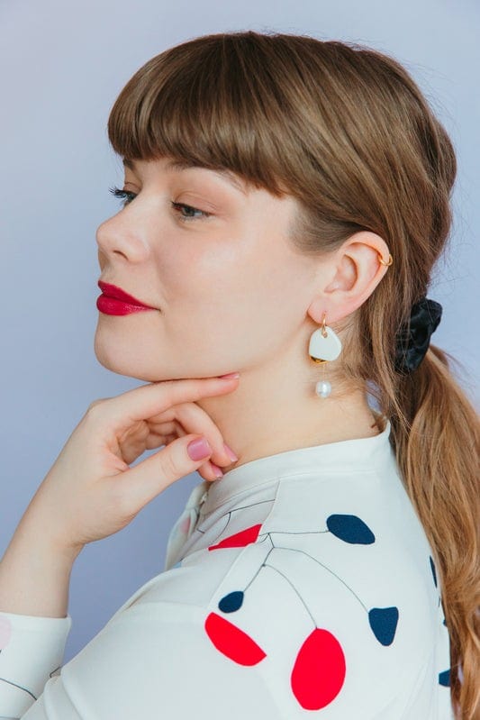 Earrings Arp Pearl And Porcelain Earrings - White San Rocco Italia