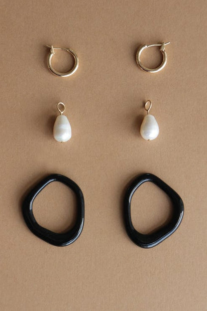 Arp Pearl and Porcelain Hoop Earrings - Black - Premium Earrings - Shop now at San Rocco Italia