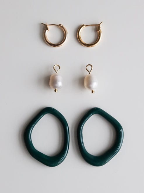Arp Pearl and Porcelain Hoop Earrings - Dark Green - Premium Earrings - Shop now at San Rocco Italia