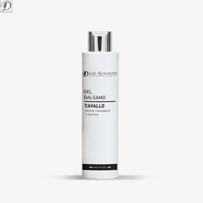 White bottle of Gel Balsamo Cavallo Arnica with pump and Made in Italy label