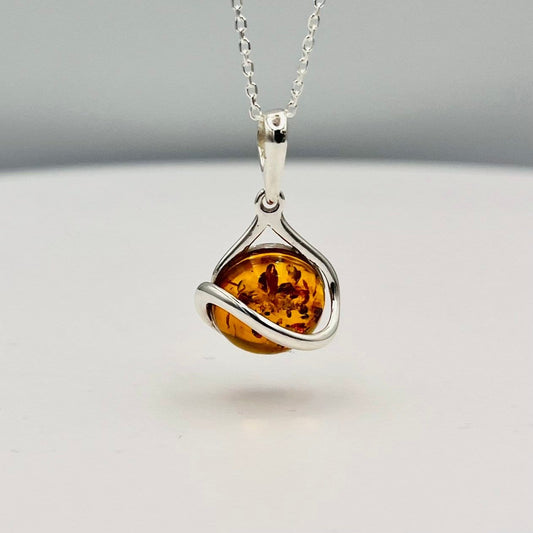 Pendants, Stones & Charms Only Pendant / Yellow Baltic Amber and Sterling Silver Pendant for Necklace San Rocco Italia
