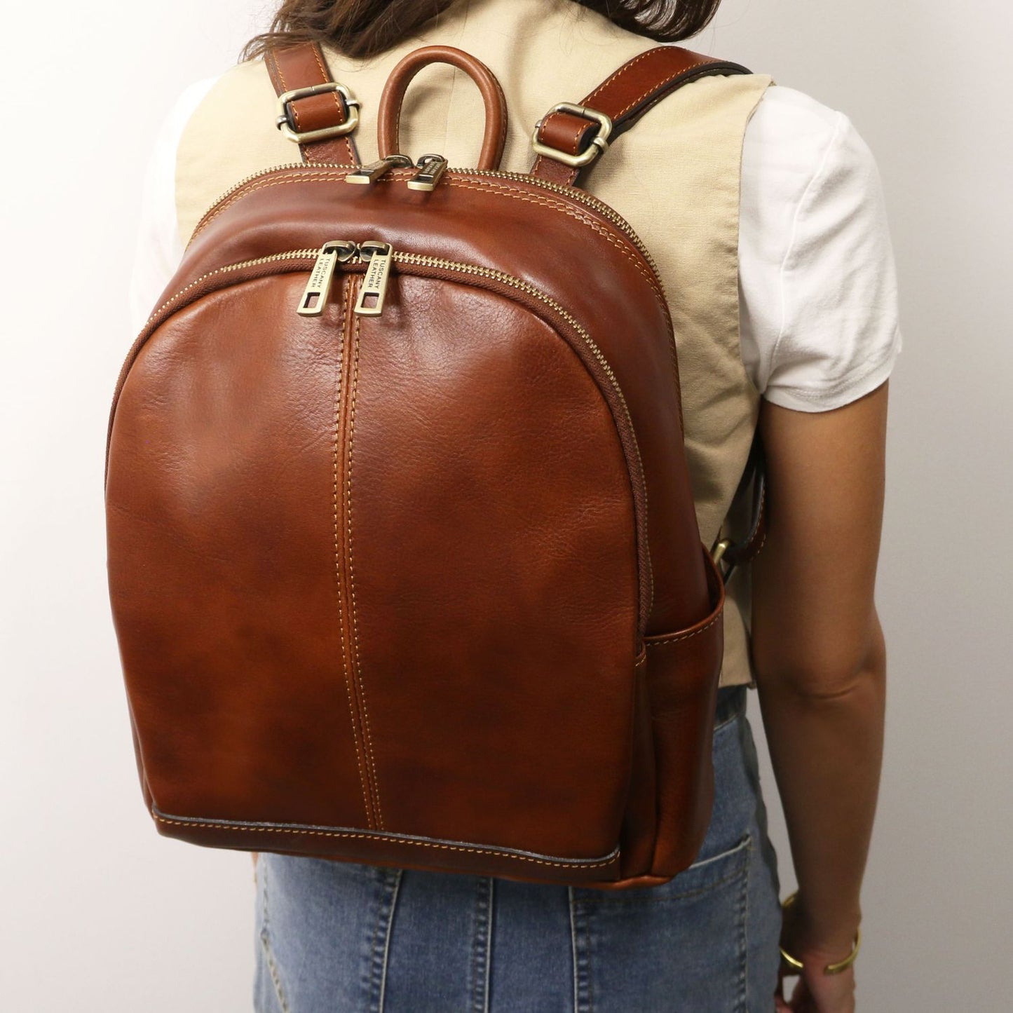 Leather Backpacks Canberra - 2 Compartment leather backpack | TL142460 San Rocco Italia