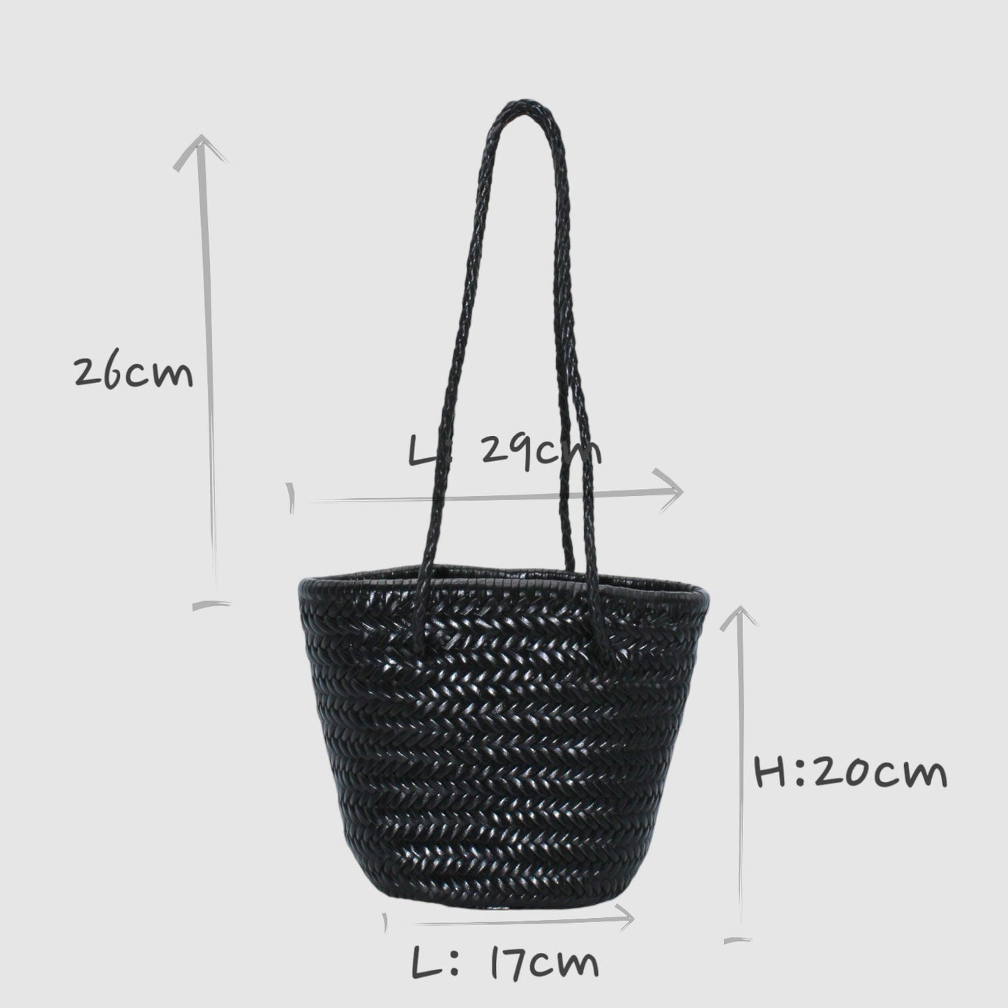 Handbag & Wallet Accessories Carmel - Hand Woven Full Grain Leather Bucket Bag Black San Rocco Italia