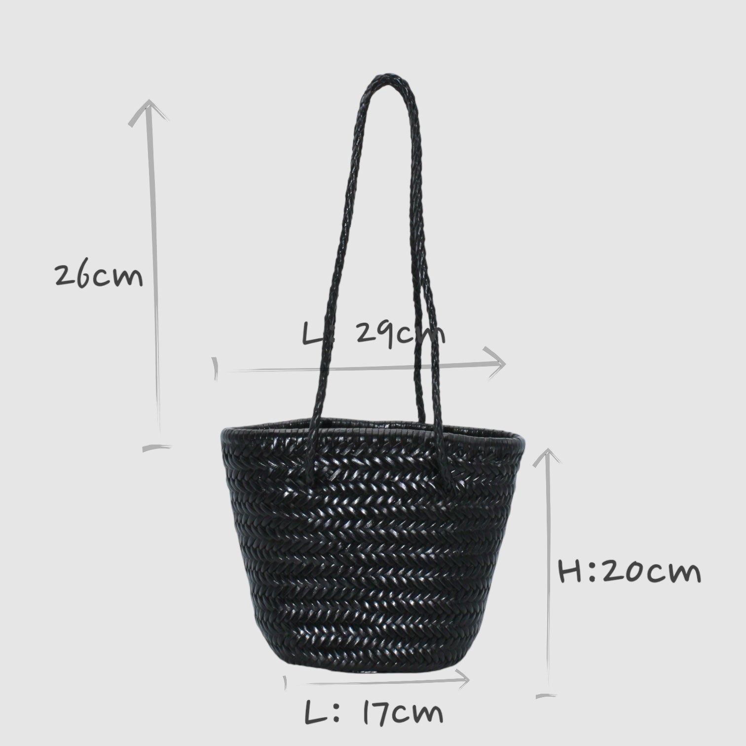 Handbag & Wallet Accessories Carmel - Hand Woven Full Grain Leather Bucket Bag Black San Rocco Italia