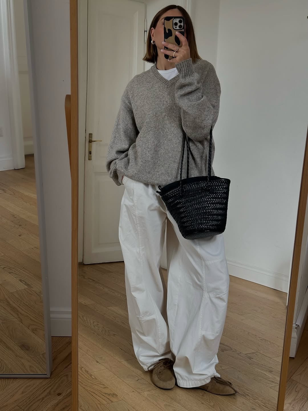 Handbag & Wallet Accessories Carmel - Hand Woven Full Grain Leather Bucket Bag Black San Rocco Italia