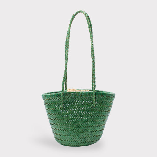 Handbag & Wallet Accessories Carmel - Hand Woven Full-Grain Leather Bucket Bag Green San Rocco Italia