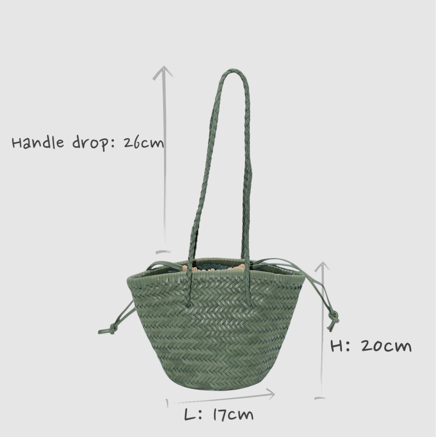 Handbag & Wallet Accessories Carmel - Hand Woven Full-Grain Leather Bucket Bag Rosemary San Rocco Italia
